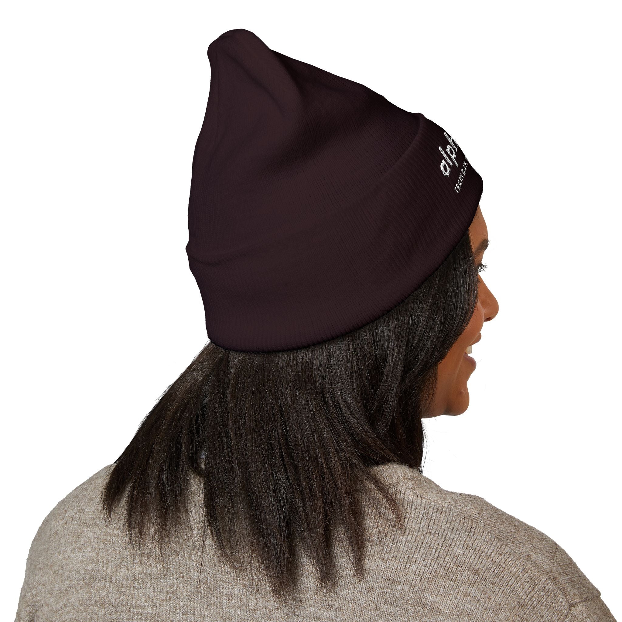 Alpha Stat Embroidered Cuffed Beanie – Bright Yellow Knit Hat