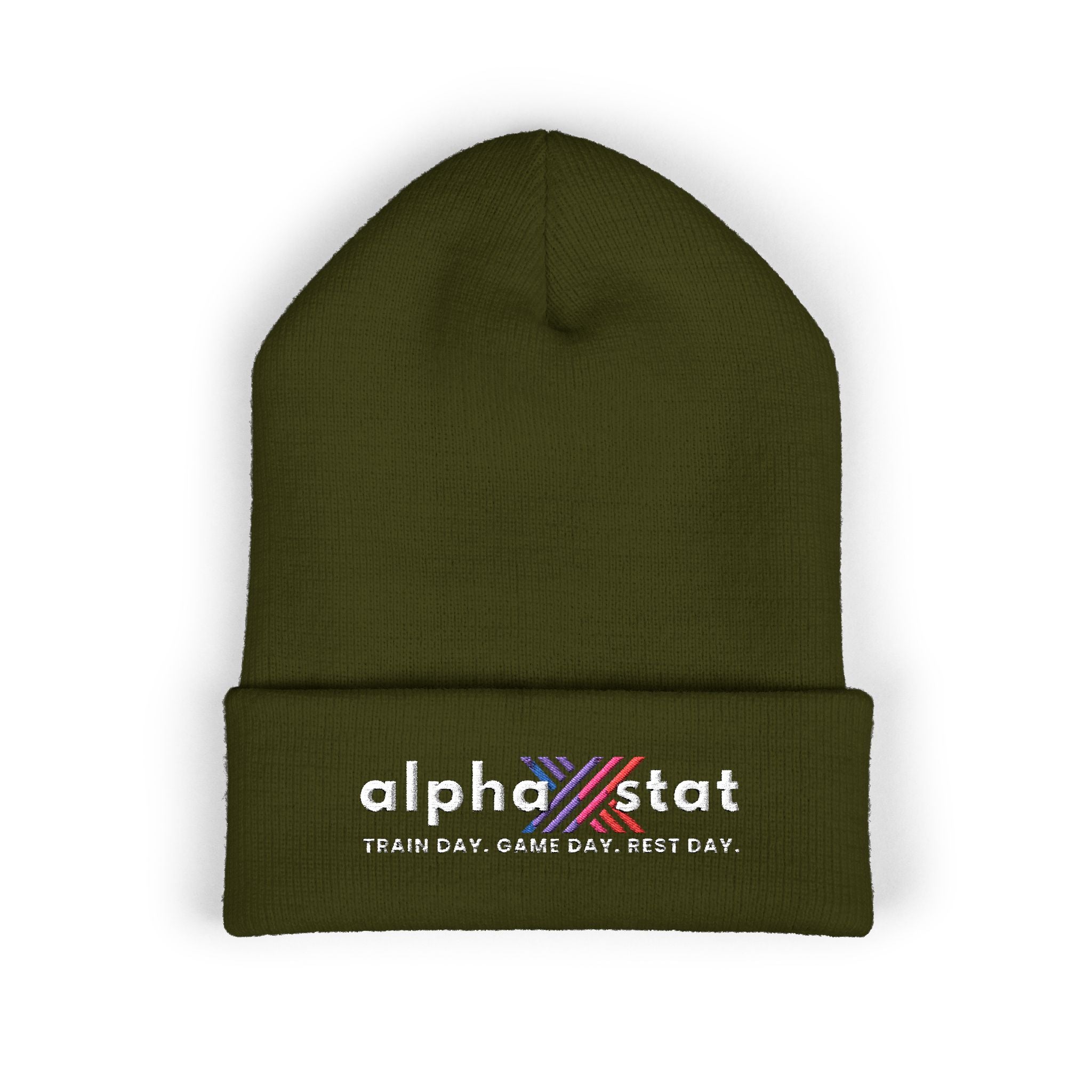 Alpha Stat Embroidered Cuffed Beanie – Bright Yellow Knit Hat