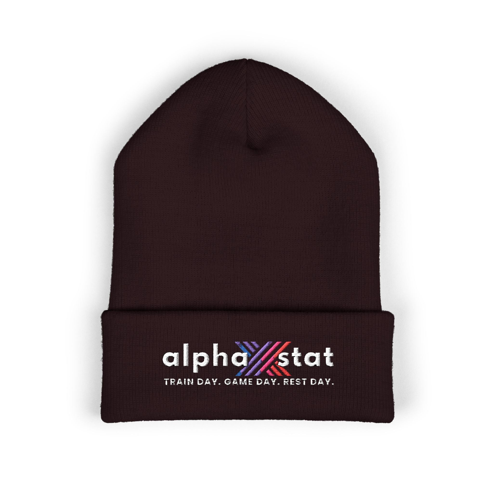 Alpha Stat Embroidered Cuffed Beanie – Bright Yellow Knit Hat