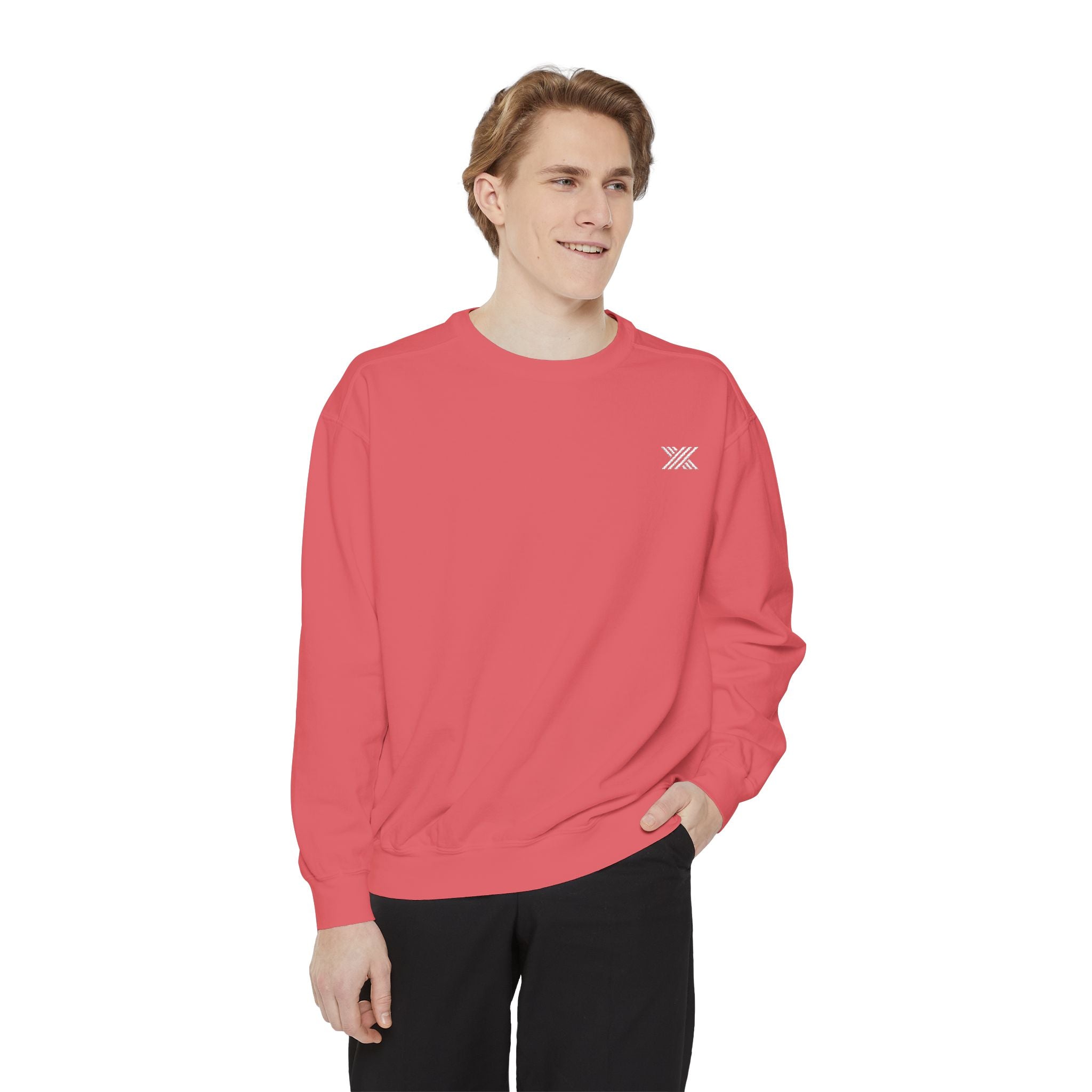 Coral Minimalist Bee Embroidered Sweatshirt