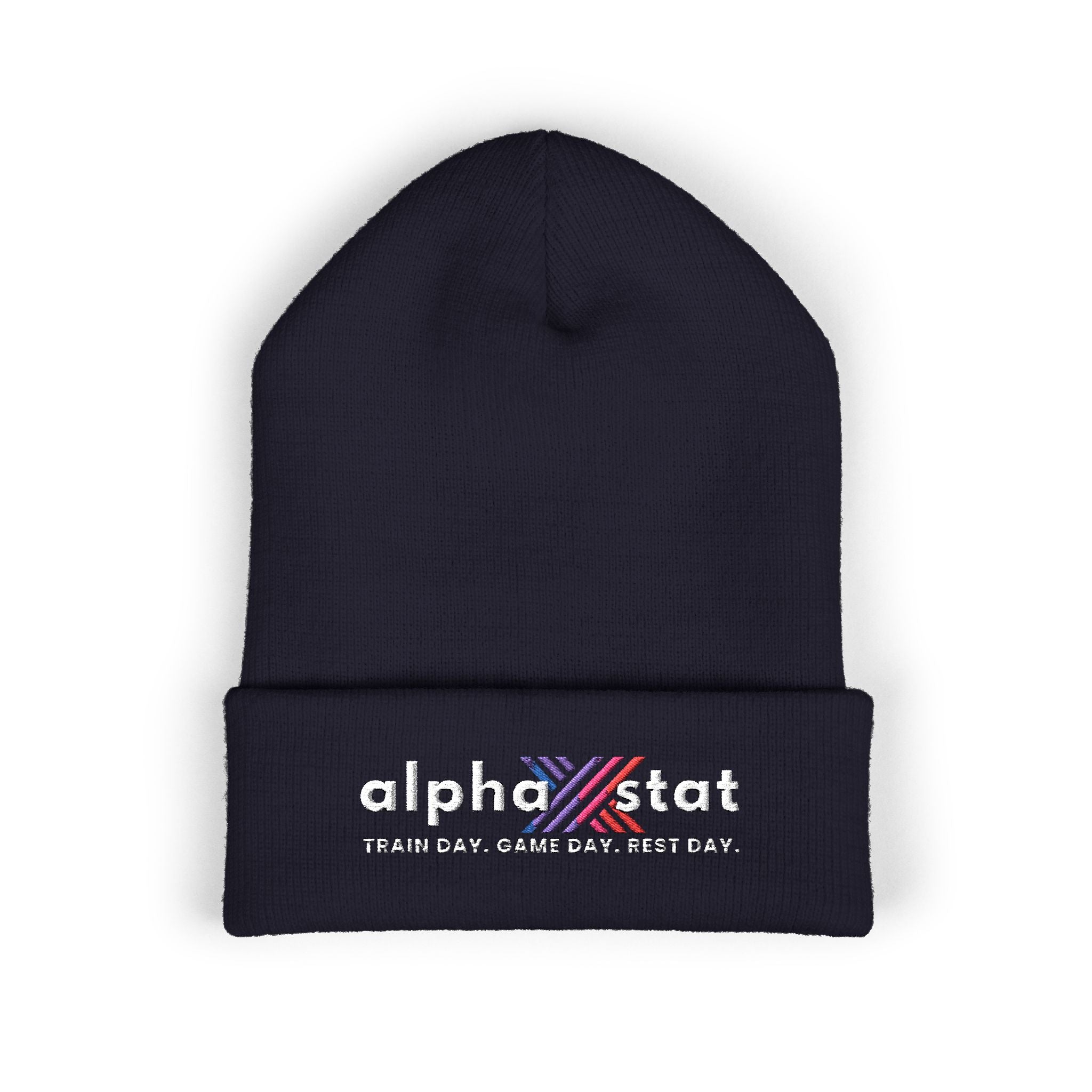 Alpha Stat Embroidered Cuffed Beanie – Bright Yellow Knit Hat
