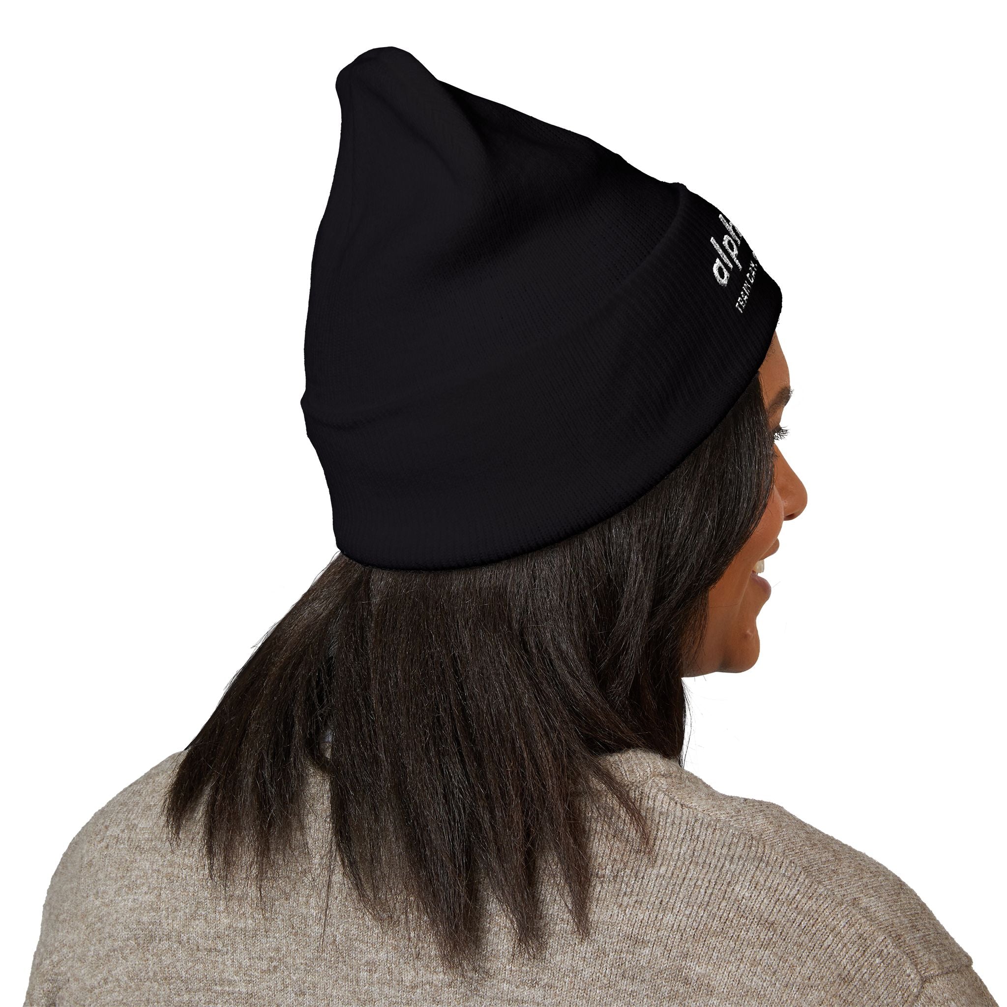 Alpha Stat Embroidered Cuffed Beanie – Bright Yellow Knit Hat