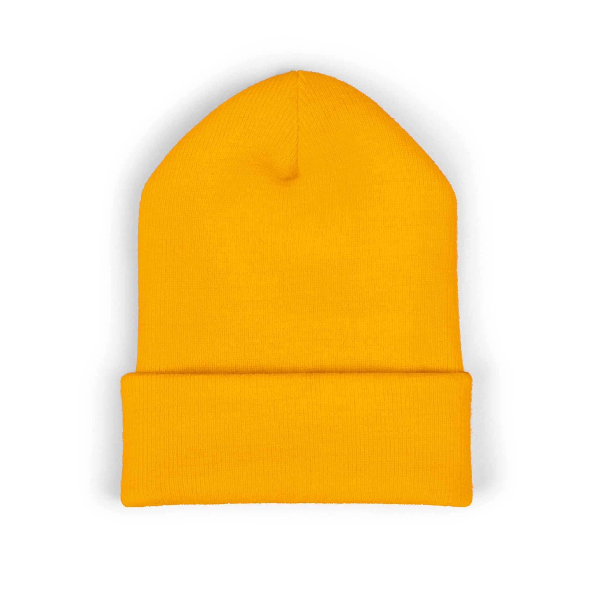 Alpha Stat Embroidered Cuffed Beanie – Bright Yellow Knit Hat