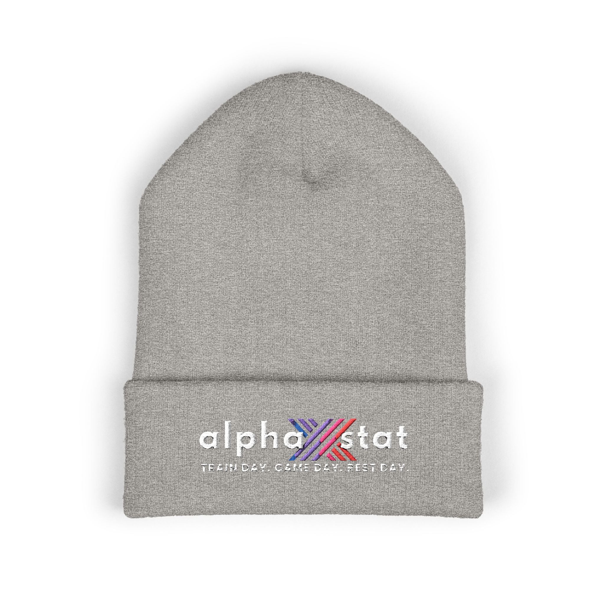 Alpha Stat Embroidered Cuffed Beanie – Bright Yellow Knit Hat
