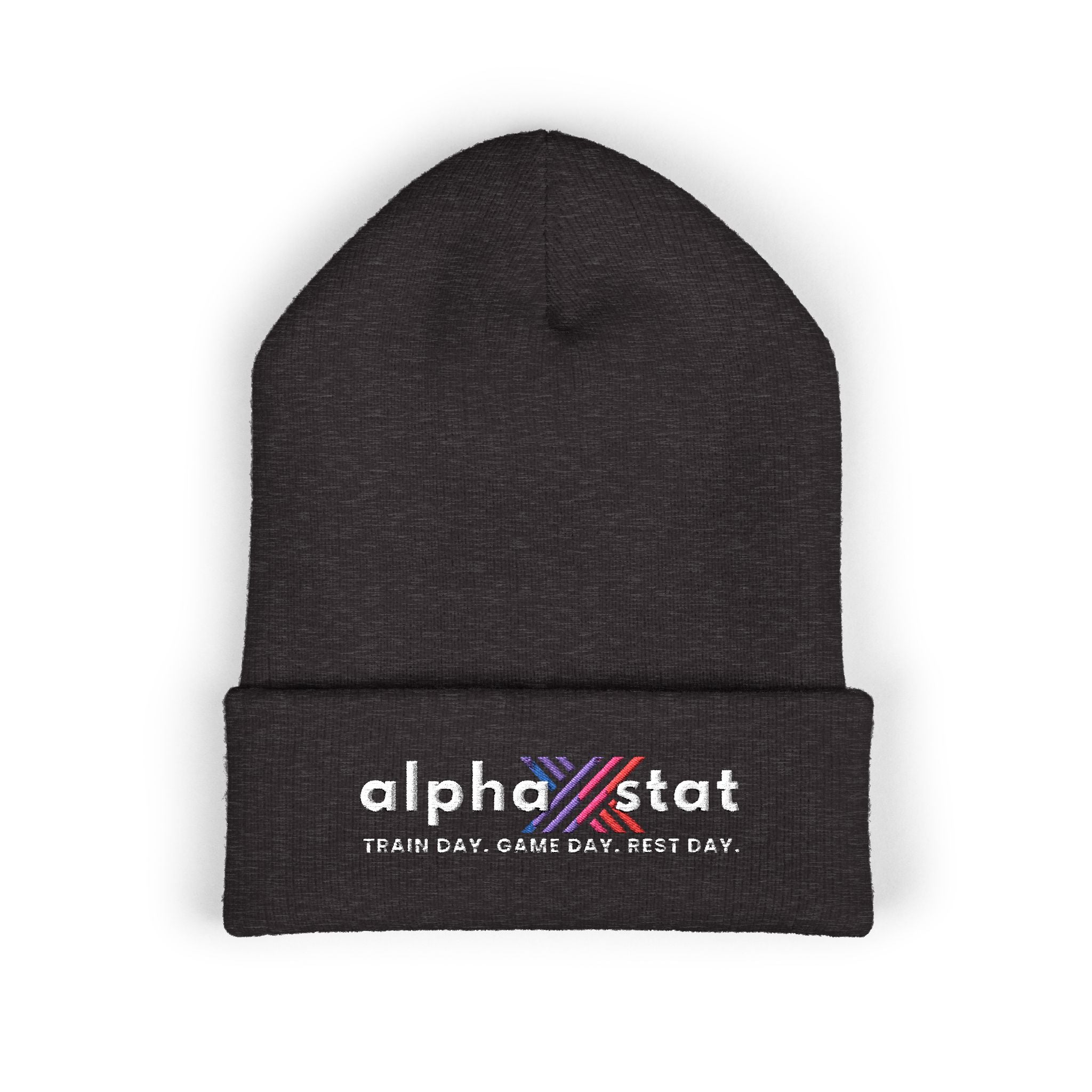 Alpha Stat Embroidered Cuffed Beanie – Bright Yellow Knit Hat