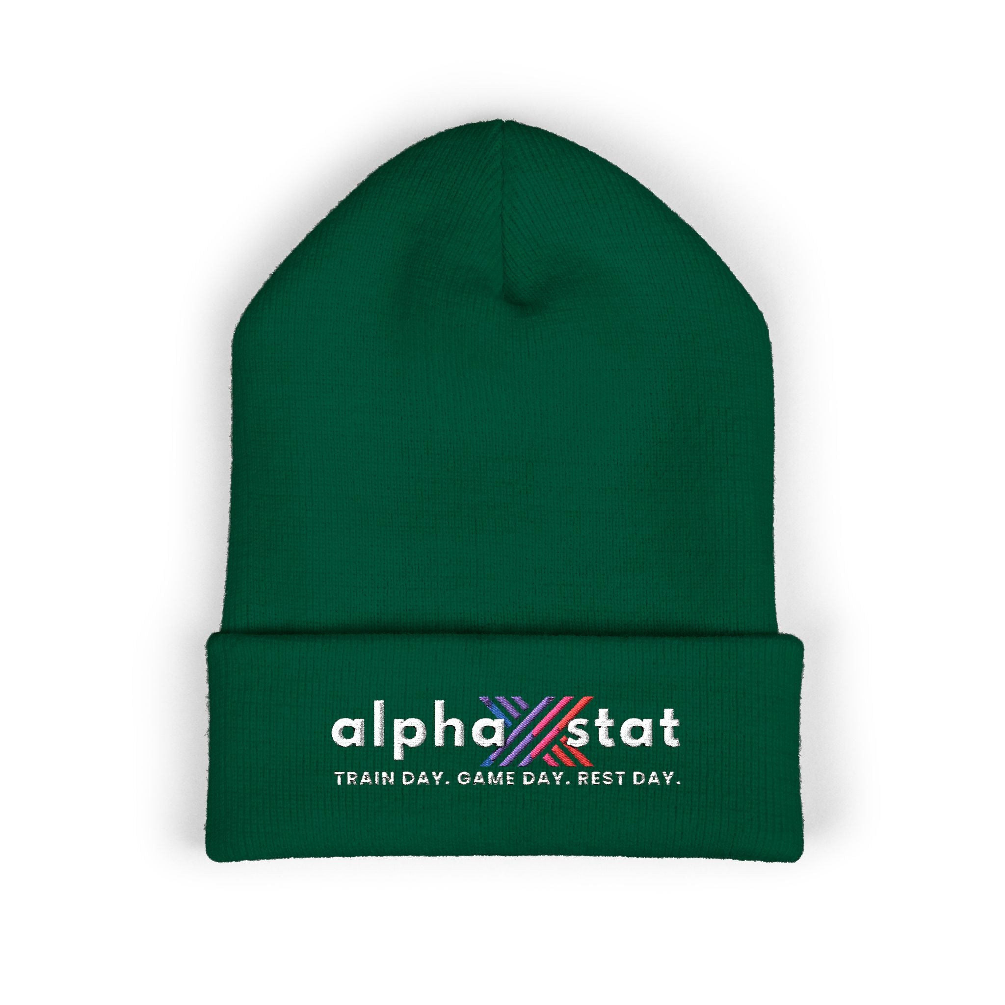 Alpha Stat Embroidered Cuffed Beanie – Bright Yellow Knit Hat