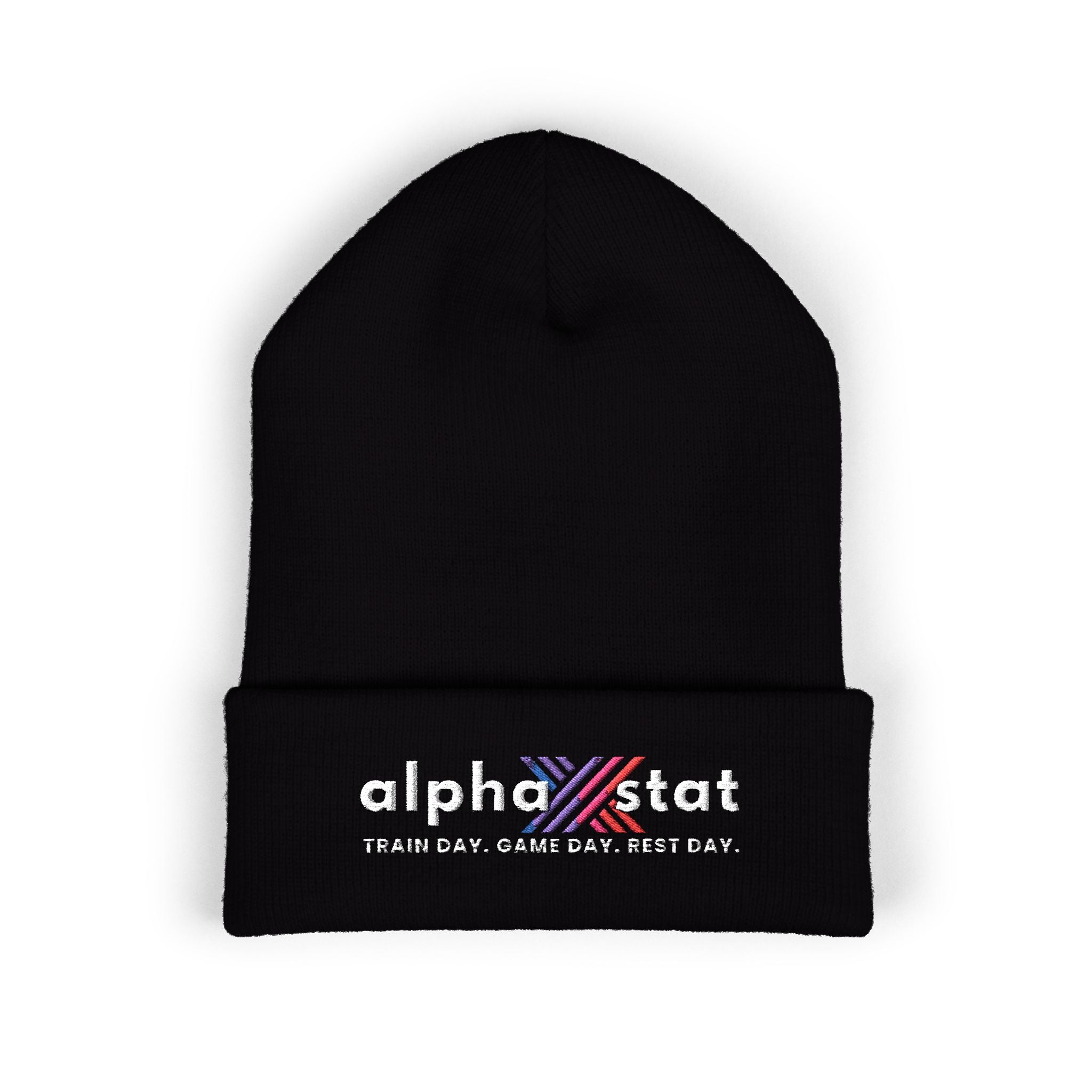 Alpha Stat Embroidered Cuffed Beanie – Bright Yellow Knit Hat