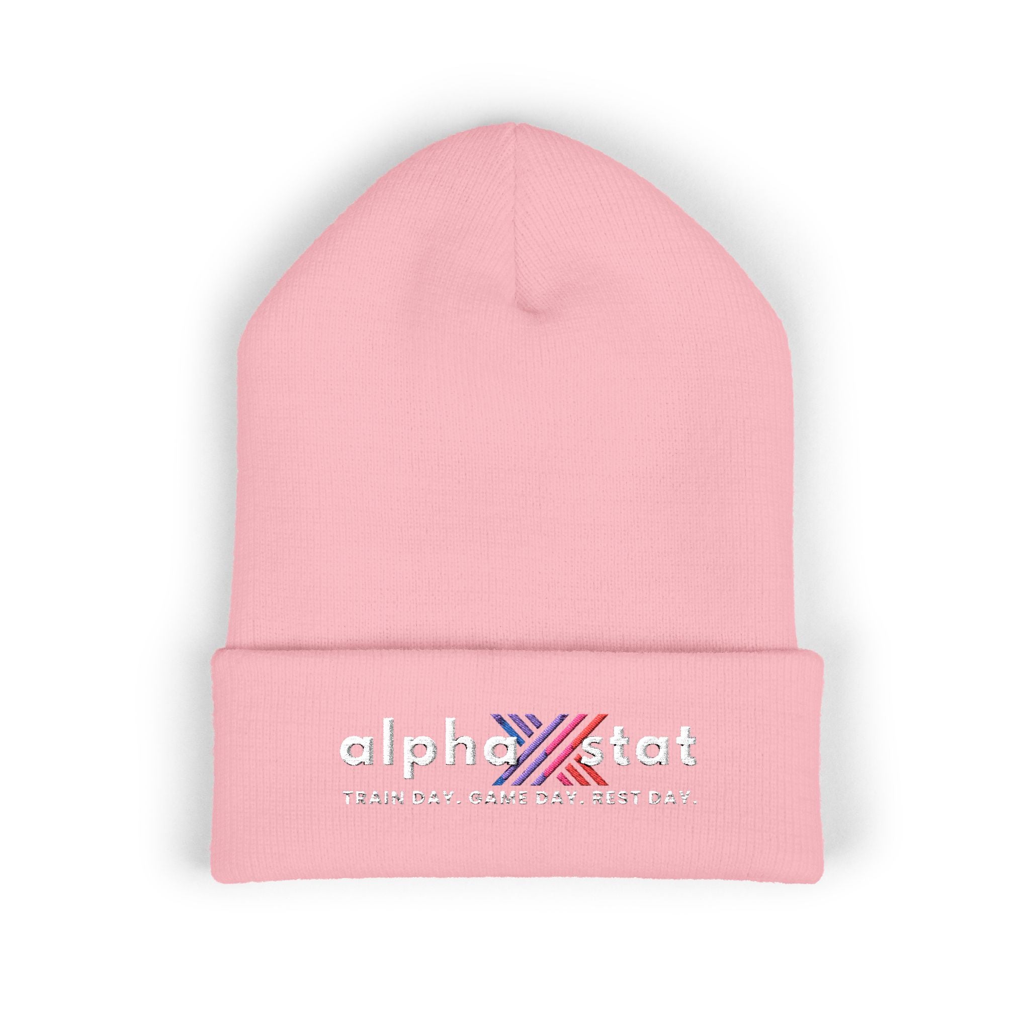 Alpha Stat Embroidered Cuffed Beanie – Bright Yellow Knit Hat