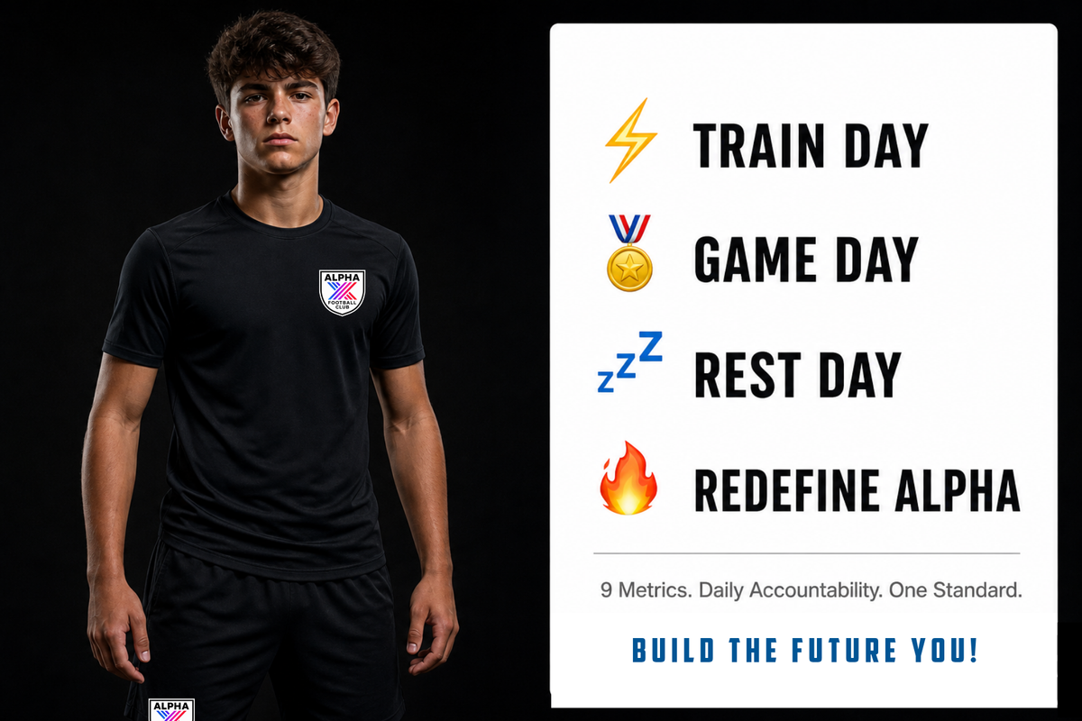 Youth soccer athlete using the alphaXstat Daily Scorecard for daily training accountability