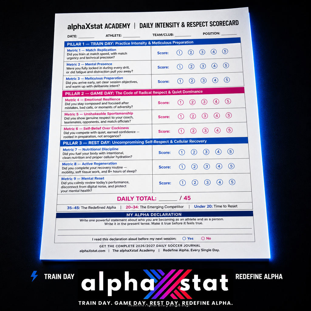 alphaXstat Daily Intensity and Respect Scorecard — Complimentary Soccer Training Tool